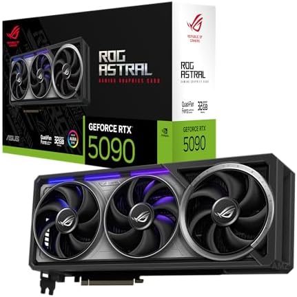 ASUS ROG Astral GeForce RTX 5090 White OC Edition Gaming Graphics Card (PCIe 5.0, 32GB GDDR7, HDMI/DP 2.1, 3.8-slot, 4fan design, Axial-tech fans, patented vapor chamber, Phase-change GPU thermal pad
