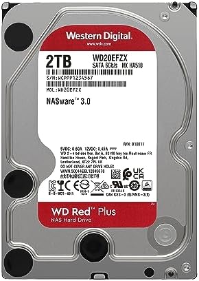 Western Digital 4TB WD Red Plus NAS Internal Hard Drive HDD - 5400 RPM, SATA 6 Gb/s, CMR, 128 MB Cache, 3.5" -WD40EFZX