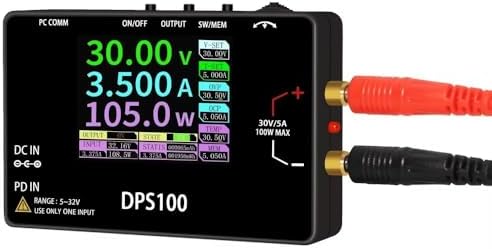 DPS100 Laboratory DC Power Supply, 30V 5A Adjustable, 100W max，with 2.4-inch IPS Display, <20mV Power Ripple, PD/QC/DC Input, Mini Portable Switching Power Supply (NO Power Adapter