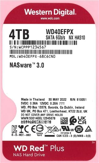 Western Digital 16TB WD Red Pro NAS Internal Hard Drive HDD - 7200 RPM, SATA 6 Gb/s, CMR, 512 MB Cache, 3.5" - WD161KFGX