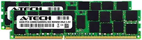A-Tech 32GB ECC RDIMM Memory Kit for Dell Precision T7600, T5600, T3610, T3600 Workstations | (2 x 16GB DDR3 1600Mhz PC3-12800 2Rx4 1.5V 240-pin Dual Rank Registered DIMM RAM Upgrade