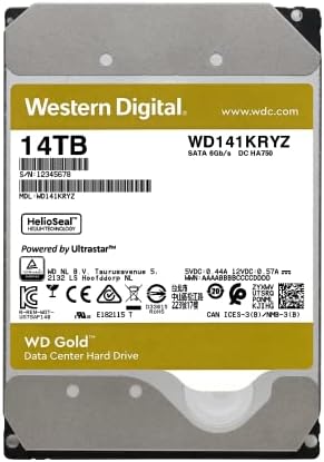 Western Digital 24TB WD Gold Enterprise Class SATA Internal Hard Drive HDD - 7200 RPM, SATA 6 Gb/s, 512 MB Cache, 3.5" - WD242KRYZ