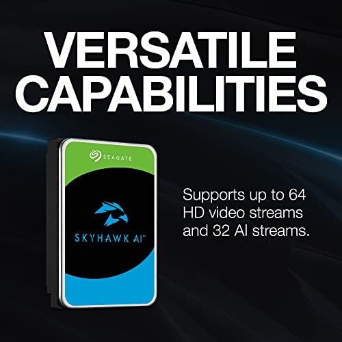 Seagate Skyhawk AI 16TB Video Internal Hard Drive HDD – 3.5 Inch SATA 6Gb/s 512MB Cache for DVR NVR Security Camera System with Drive Health Management and in-House Rescue Services (ST16000VE004