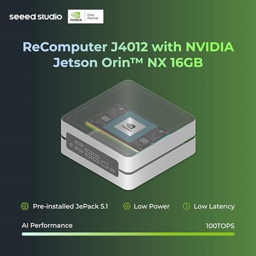 NVIDIA Jetson Orin NX 16GB Edge AI Device - reComputer J4012, 4xUSB 3.2, M.2 Key E & Key M Slot, Pre-Installed Jetpack System with NVIDIA Jetpack on 128GB NVMe SSD