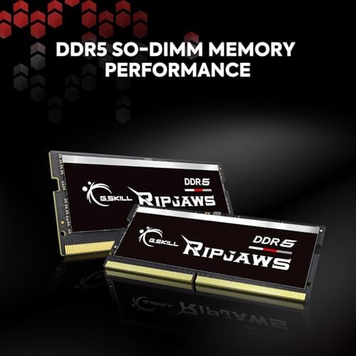 G.SKILL Ripjaws DDR5 SO-DIMM Series DDR5 RAM 32GB (2x16GB 4800MT/s CL34-34-34-76 1.10V Unbuffered Non-ECC Notebook/Laptop Memory SO-DIMM (F5-4800S3434A16GA2-RS