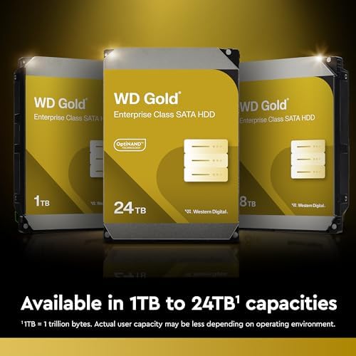 Western Digital 24TB WD Gold Enterprise Class SATA Internal Hard Drive HDD - 7200 RPM, SATA 6 Gb/s, 512 MB Cache, 3.5" - WD242KRYZ