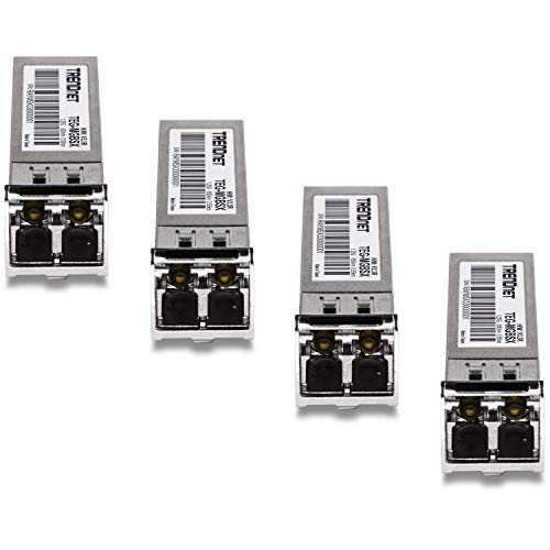 TRENDnet SFP Multi-Mode LC Module 4-Pack, TEG-MGBSX/4, Transmission Up to 550m (1804 Ft, Mini-GBIC, Hot Pluggable, IEEE 802.3z Gigabit Ethernet, Supports Up to 1.25 Gbps, Lifetime Protection