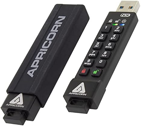 Apricorn 2TB Aegis Padlock Fortress FIPS 140-2 Level 2 Validated 256-Bit Encrypted USB 3.0 Hard Drive & Aegis Secure Key 3 NX 128GB 256-Bit Secure USB 3.0 Flash Drive, Black