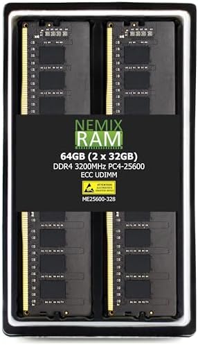 NEMIX RAM 32GB (2X16GB DDR4 3200MHZ PC4-25600 2Rx8 1.2V CL22 288-PIN ECC Unbuffered UDIMM Compatible with Dell PowerEdge R350 Rack Server