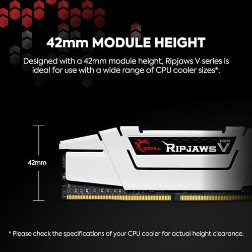 G.SKILL RipjawsV Series DDR4 RAM (XMP 32GB (2x16GB 3200MT/s CL16-18-18-38 1.35V Intel AMD Desktop Computer Memory U-DIMM - Black (F4-3200C16D-32GVK