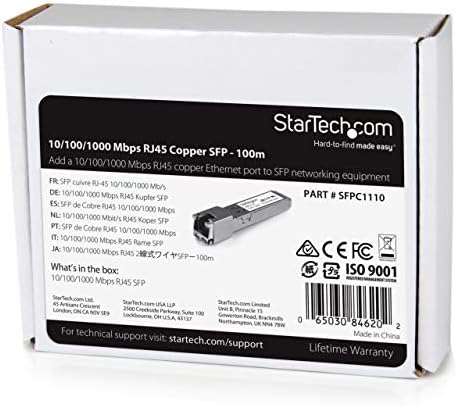 StarTech.com Cisco SFP-GE-T Compatible - Gigabit SFP - 10/100/1000 Mbps - RJ45 Port - 1000Base-T - Copper SFP - GBIC Module