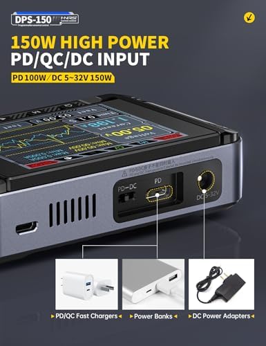 FNIRSI DPS-150 DC Power Supply Variable, 0-30V 0-5A Adjustable DC CNC Power Supply with 4-Digit IPS Display, <20mV Power Ripple, PD/QC/DC Input, PC Programmable Regulated Switching Power Supply