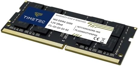 Timetec Premium 32GB KIT(2x16GB DDR4 3200MHz (or 2933MHz or 2666MHz PC4-25600 Non-ECC Unbuffered 1.2V CL22 2Rx8 Dual Rank 260 Pin SODIMM Laptop Notebook PC Computer Memory RAM Upgrade