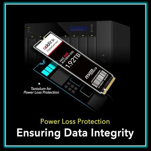 D60 1920GB M.2 2280 High Endurance Enterprise NAS Internal SSD for Business Server Data Center, PCIe Gen4X4 NVMe 1.4 3D eTLC, Up to 6,000 MB/s, Durability of up to 3,800 TBW (ad1920GBD60M2P