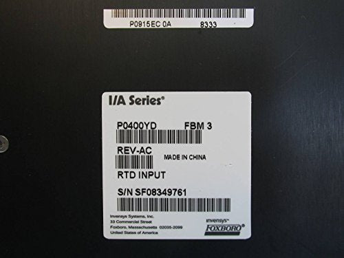 Foxboro P0400YD FBM 3 I/A Series PLC RTD Input Module P0 400 YD Rev AC PO400YD