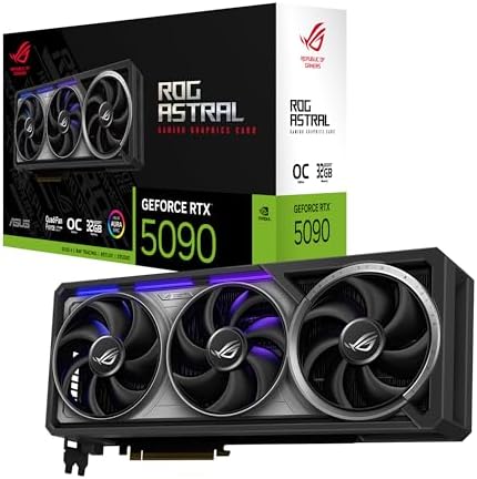 ASUS ROG Astral GeForce RTX™ 5090 OC Edition Gaming Graphics Card (PCIe® 5.0, 32GB GDDR7, HDMI®/DP 2.1, 3.8-Slot, 4-Fan Design, Axial-tech Fans, Patented Vapor Chamber, Phase-Change GPU Thermal pad