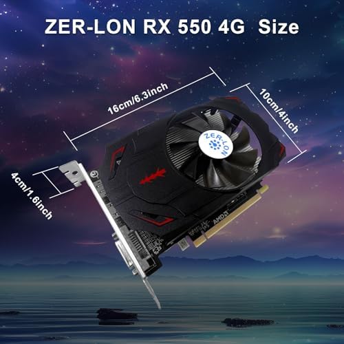 Radeon RX 550 4GB Graphics Card, GDDR5 128 Bit PCIE 3.0 Computer Gaming Gpu, 1183MHz Video Card with HDMI/DP/DVI Ports Support 4K