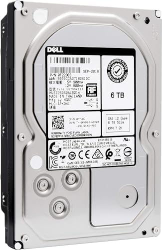Dell PYM8J 6TB 512e NL-SAS 12Gbps 7.2K RPM 3.5-Inch HDD | WD HGST Ultrastar 7K6000 HUS726060AL5214 EMC PowerVault PowerEdge Enterprise Data Center Hard Drive | Bundle with Compatily Screwdriver