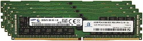 Factory Original 128GB (4x32GB Compatible for Dell Poweredge, Precision Servers DDR4 2666MHZ PC4-21300 ECC Registered Chip Buffered RDIMM 2Rx4 CL19 1.2v Memory RAM Upgrade Adamanta
