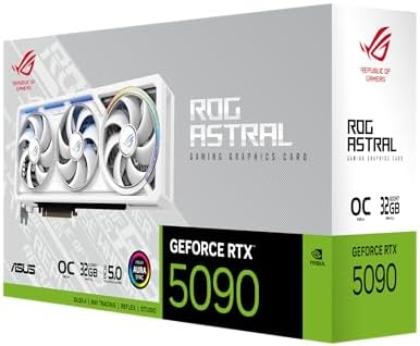 ASUS ROG Astral GeForce RTX™ 5090 OC Edition Gaming Graphics Card (PCIe® 5.0, 32GB GDDR7, HDMI®/DP 2.1, 3.8-Slot, 4-Fan Design, Axial-tech Fans, Patented Vapor Chamber, Phase-Change GPU Thermal pad