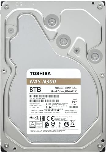 Toshiba N300 16TB NAS 3.5-Inch Internal Hard Drive - CMR SATA 6 GB/s 7200 RPM 512 MB Cache - HDWG51GXZSTA