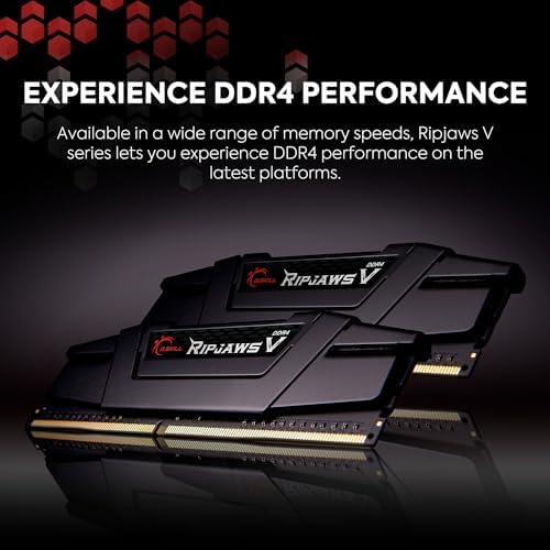 G.SKILL RipjawsV Series DDR4 RAM (XMP 64GB (2x32GB 3200MT/s CL16-18-18-38 1.35V Intel AMD Desktop Computer Memory U-DIMM - Black (F4-3200C16D-64GVK