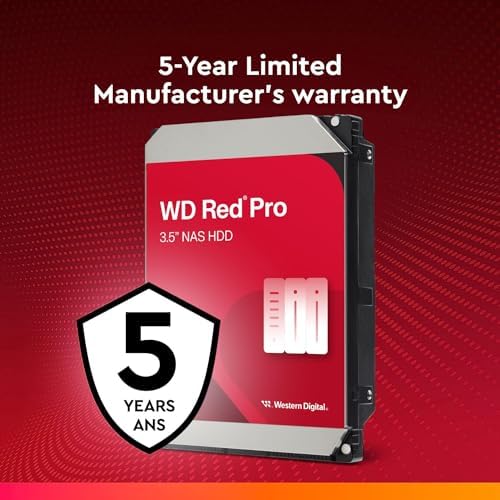 Western Digital 16TB WD Red Pro NAS Internal Hard Drive HDD - 7200 RPM, SATA 6 Gb/s, CMR, 512 MB Cache, 3.5" - WD161KFGX