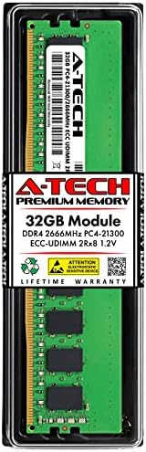 A-Tech Server 32GB Kit (2x16GB DDR4 2400MHz PC4-19200 ECC UDIMM 2Rx8 Dual Rank 1.2V ECC Unbuffered DIMM 288-Pin Server & Workstation RAM Memory Upgrade Modules (A-Tech Enterprise Series