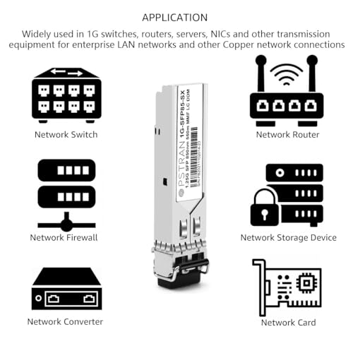1000BASE-SX SFP Optical Transceiver Module Compatible with HPE Aruba J4858D J4858DCM JL745A Q8N53A ProCurve J4858C J4858B J4858A 850nm 550m DDM Duplex LC MMF 10pcs/Pack