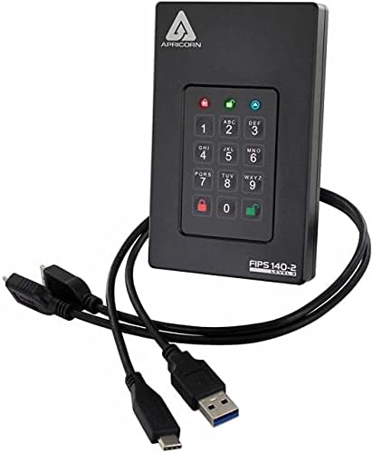 Apricorn 2TB Aegis Fortress L3- FIPS Level 3 Validated USB 3.0 Hardware Encrypted Portable Drive (AFL3-2TB , black