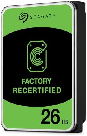 Seagate (Recertified Exos 26TB Internal Hard Drive HDD - 3.5 in CMR SATA 6Gb/s, 7200 RPM, 512MB Cache, 2.5M MTBF (ST26000NM000C , Renewed