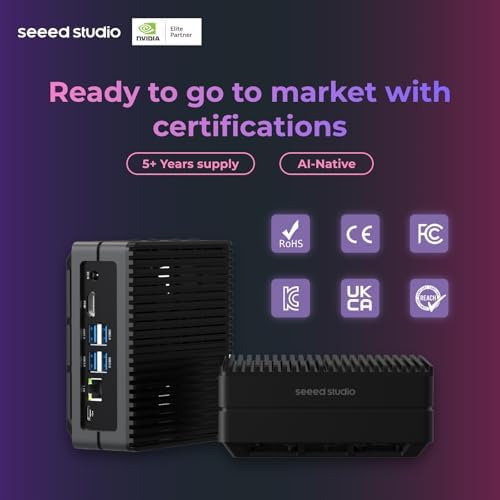NVIDIA Jetson Nano Edge AI Device - reComputer J1010 Kit, Aluminium Case, Pre-Installed Jetpack System. Mini PC with 0.5 TFLOPs (FP16, Power Supply NOT Included