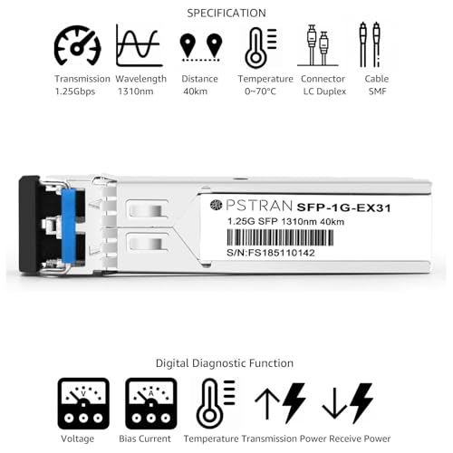 1000BASE-SX SFP Optical Transceiver Module Compatible with HPE Aruba J4858D J4858DCM JL745A Q8N53A ProCurve J4858C J4858B J4858A 850nm 550m DDM Duplex LC MMF 10pcs/Pack