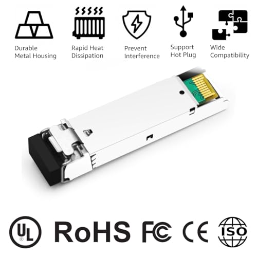 1000BASE-SX SFP Optical Transceiver Module Compatible with HPE Aruba J4858D J4858DCM JL745A Q8N53A ProCurve J4858C J4858B J4858A 850nm 550m DDM Duplex LC MMF 10pcs/Pack