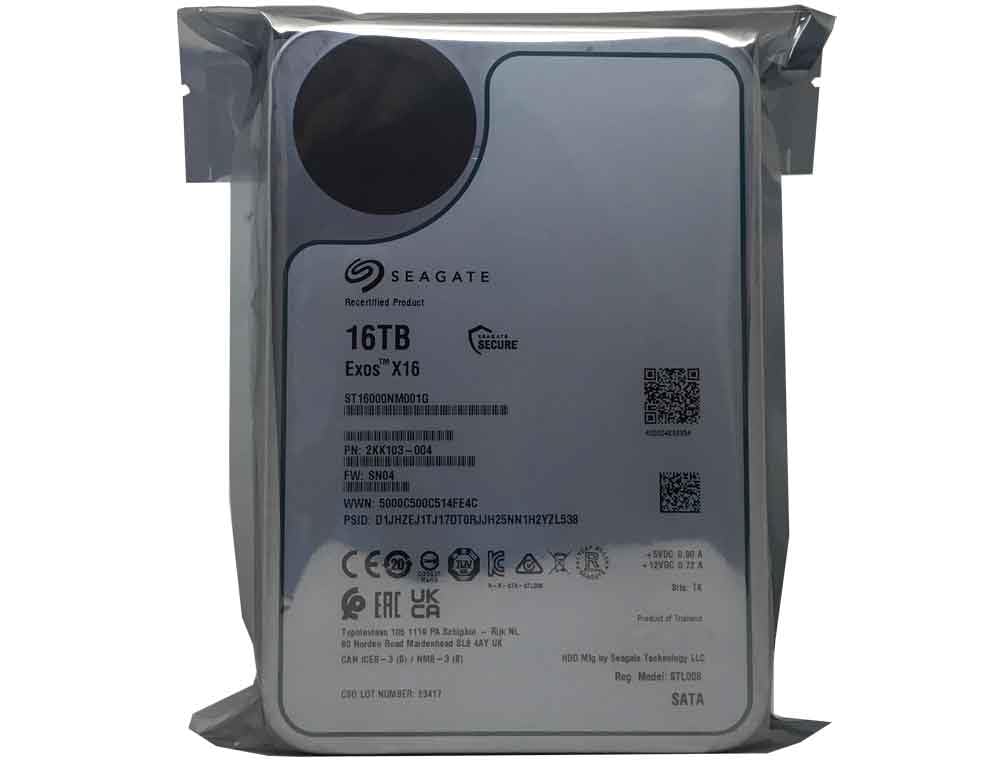 Seagate (Recertified Exos X16 16TB 7200 RPM SATA 6Gb/s 256MB Cache 3.5-Inch Internal Data Center HDD Enterprise Hard Drive (ST16000NM001G
