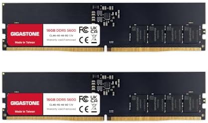【DDR5 RAM】 GIGASTONE 32GB Kit (2x16GB DDR5 4800MHz PC5-38400 CL 40-40-40-77 1.1V UDIMM 288 Pin Unbuffered Non ECC PC Desktop Memory Module Upgrade