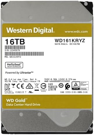 Western Digital 24TB WD Gold Enterprise Class SATA Internal Hard Drive HDD - 7200 RPM, SATA 6 Gb/s, 512 MB Cache, 3.5" - WD242KRYZ