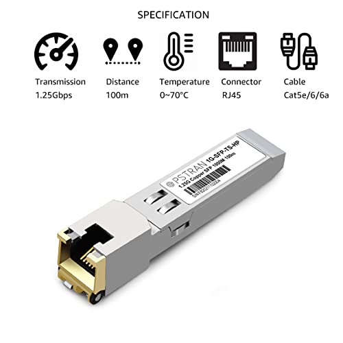 1000BASE-SX SFP Optical Transceiver Module Compatible with HPE Aruba J4858D J4858DCM JL745A Q8N53A ProCurve J4858C J4858B J4858A 850nm 550m DDM Duplex LC MMF 10pcs/Pack