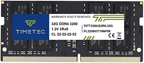 Timetec Premium 32GB KIT(2x16GB DDR4 3200MHz (or 2933MHz or 2666MHz PC4-25600 Non-ECC Unbuffered 1.2V CL22 2Rx8 Dual Rank 260 Pin SODIMM Laptop Notebook PC Computer Memory RAM Upgrade