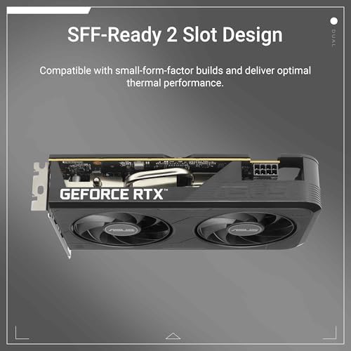 ASUS Dual NVIDIA GeForce RTX 3050 6GB OC Edition Gaming Graphics Card - PCIe 4.0, 6GB GDDR6 Memory, HDMI 2.1, DisplayPort 1.4a, 2-Slot Design, Axial-tech Fan Design, 0dB Technology, Steel Bracket