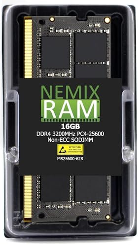 NEMIX RAM 16GB (1X16GB DDR4 3200MHZ PC4-25600 2Rx8 1.2V CL22 260-PIN Non-ECC SODIMM Laptop PC Memory