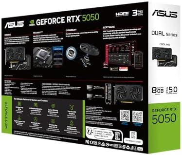 ASUS Dual NVIDIA GeForce RTX 3050 6GB OC Edition Gaming Graphics Card - PCIe 4.0, 6GB GDDR6 Memory, HDMI 2.1, DisplayPort 1.4a, 2-Slot Design, Axial-tech Fan Design, 0dB Technology, Steel Bracket