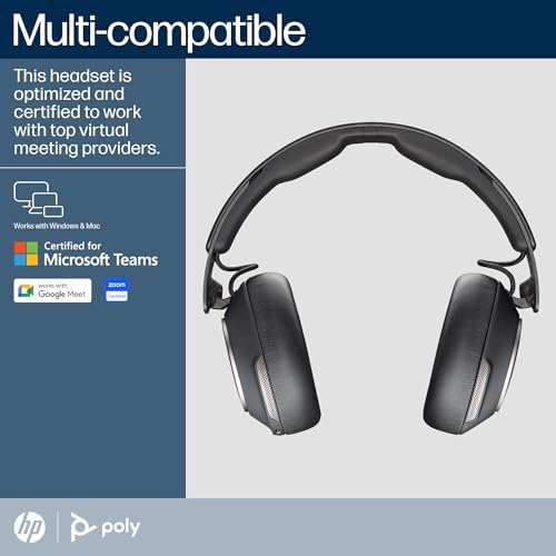 Poly Voyager Surround 80 UC Bluetooth Headset (Plantronics – Noise-Canceling Mics for Clear Calls – Adaptive ANC – Works w/iPhone, Android, PC/Mac, Zoom, Microsoft Teams (Certified –Amazon Exclusive