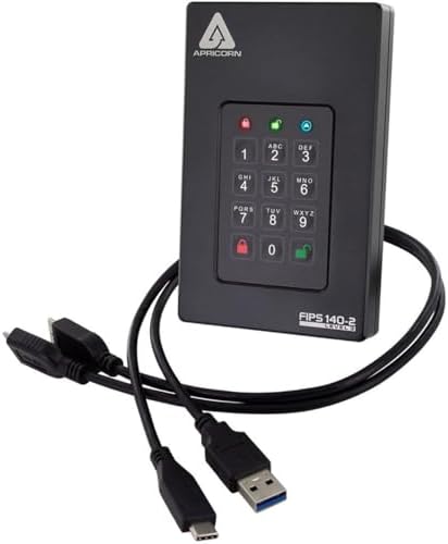 Apricorn 2TB Aegis Fortress L3- FIPS Level 3 Validated USB 3.0 Hardware Encrypted Portable Drive (AFL3-2TB , black