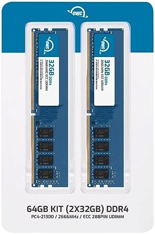 OWC 32GB (2x16GB DDR4 2666MHz PC4-21300 CL19 2RX8 ECC Unbuffered UDIMM 1.2V 288-pin Workstation Server Memory RAM