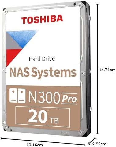 Toshiba N300 16TB NAS 3.5-Inch Internal Hard Drive - CMR SATA 6 GB/s 7200 RPM 512 MB Cache - HDWG51GXZSTA