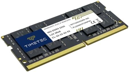 Timetec 16GB DDR4 3200MHz (or 2933MHz or 2666MHz PC4-25600 Non-ECC Unbuffered 1.2V CL22 2Rx8 Dual Rank 260 Pin SODIMM Laptop Notebook PC Computer Memory RAM Module Upgrade
