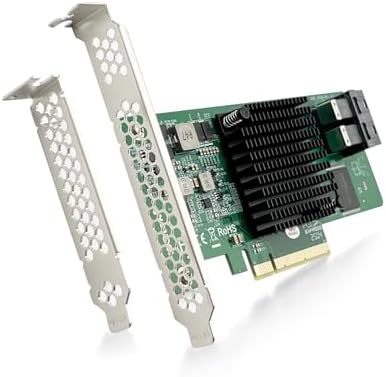 PCIe 3.0 x8 12G External SAS/SATA HBA RAID Controller Card, Broadcom 3008 Chip, Compatible with LSI 9300-8E, Mini SAS HD (SFF-8644 Connector, for Server/Storage Expansion