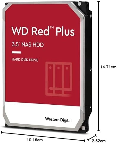 Western Digital 4TB WD Red Plus NAS Internal Hard Drive HDD - 5400 RPM, SATA 6 Gb/s, CMR, 128 MB Cache, 3.5" -WD40EFZX