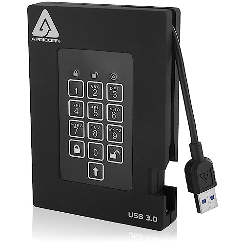 Apricorn 500GB Aegis Padlock Fortress FIPS 140-2 Level 2 Validated 256-Bit Encrypted USB 3.0 Hard Drive with PIN Access (A25-3PL256-500F